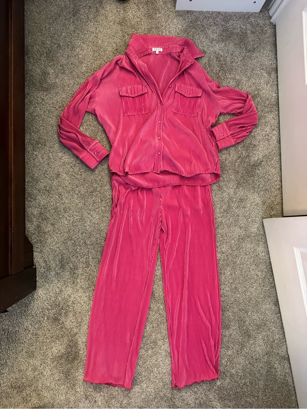 TCEC Pink Pleated Two-Piece Set